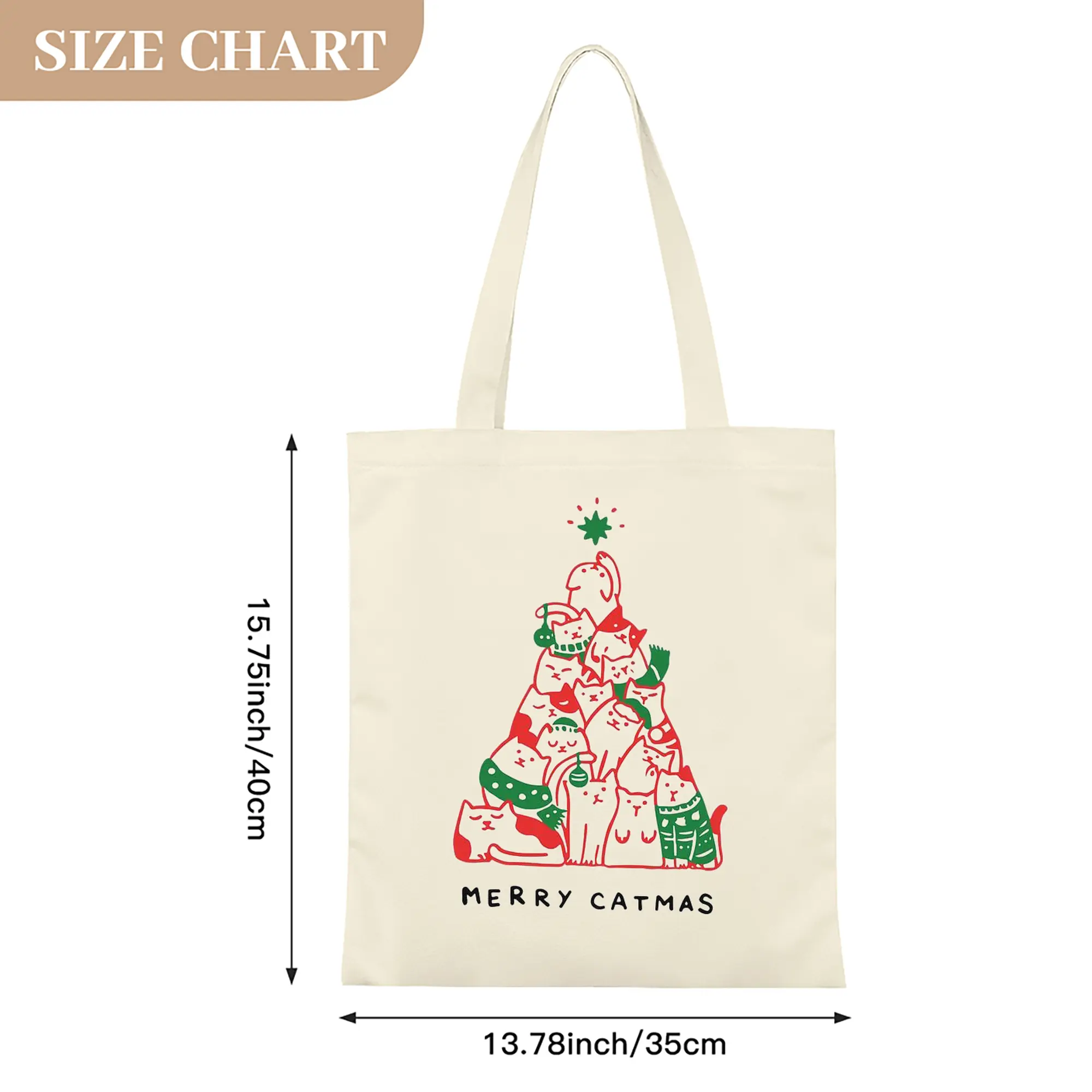 Heavy-Duty 12oz Canvas Tote Bag — Large Capacity Reusable Shopping & Travel Bag with Heat-Transfer Print, Wide Reinforced Handles (80% Polyester, 20% Cotton)