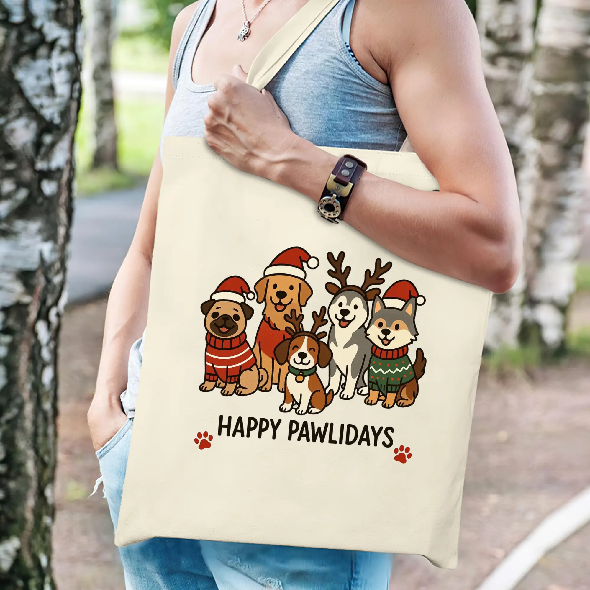 Heavy-Duty 12oz Canvas Tote Bag — Large Capacity Reusable Shopping & Travel Bag with Heat-Transfer Print, Wide Reinforced Handles (80% Polyester, 20% Cotton)