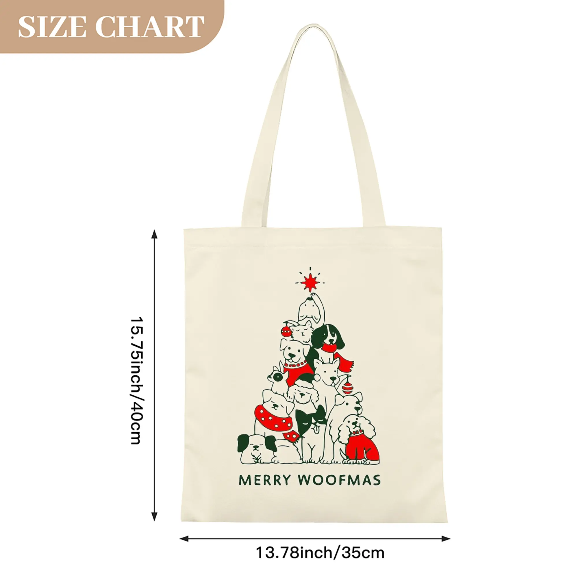 Heavy-Duty 12oz Canvas Tote Bag — Large Capacity Reusable Shopping & Travel Bag with Heat-Transfer Print, Wide Reinforced Handles (80% Polyester, 20% Cotton)