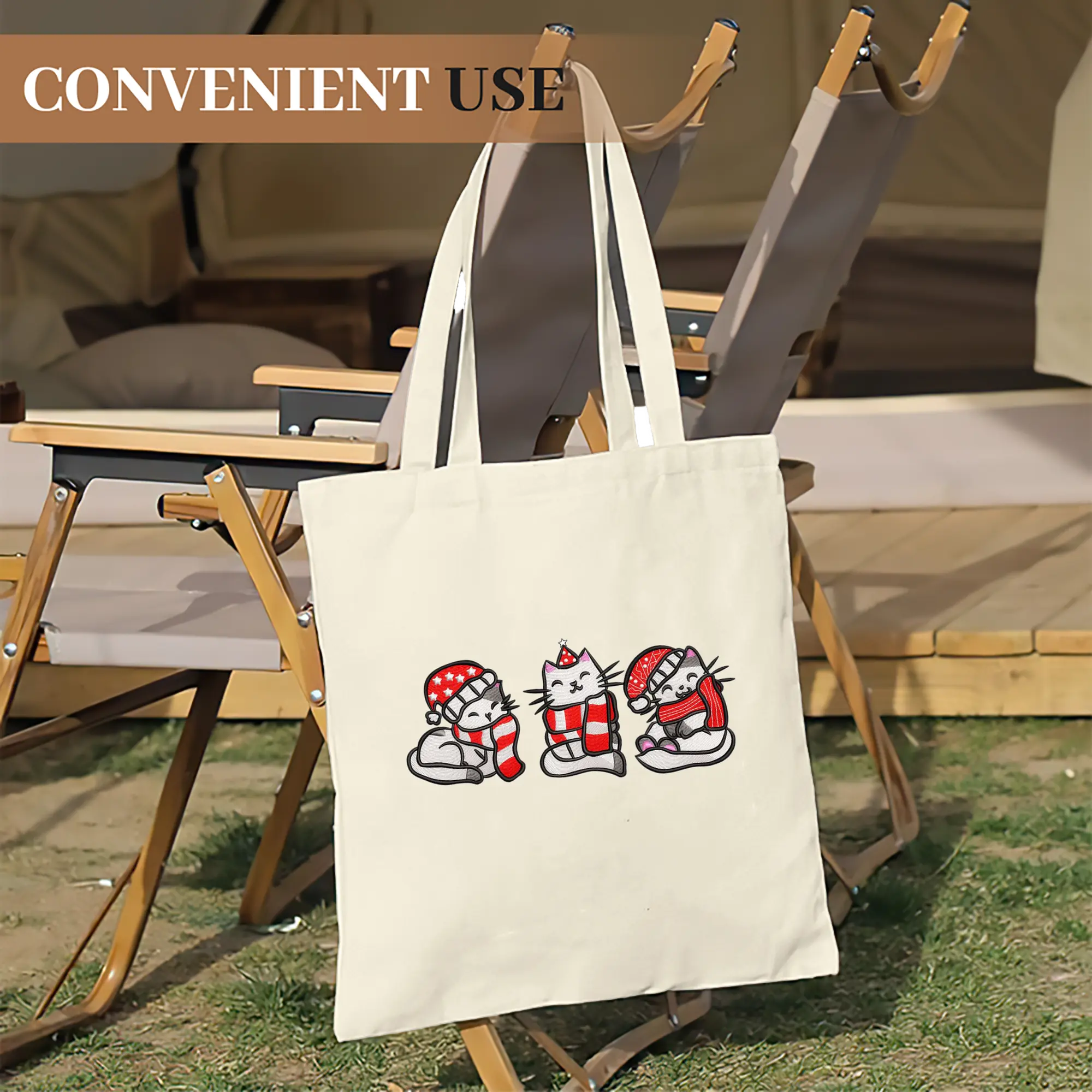 Heavy-Duty 12oz Canvas Tote Bag — Large Capacity Reusable Shopping & Travel Bag with Heat-Transfer Print, Wide Reinforced Handles (80% Polyester, 20% Cotton)