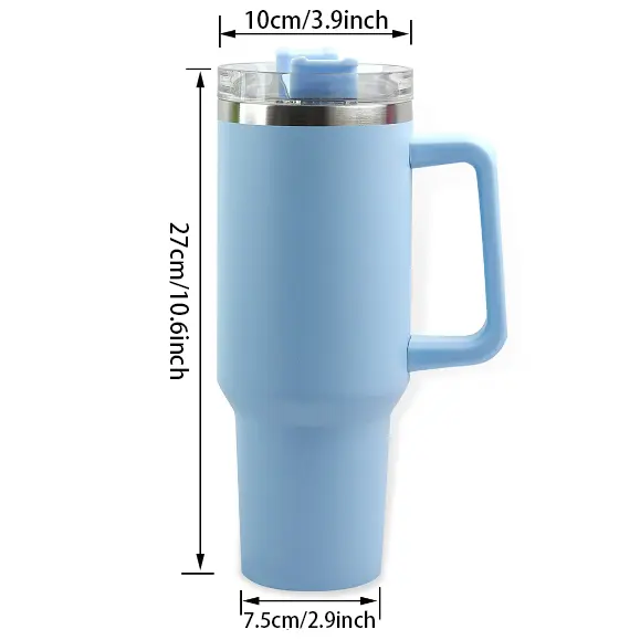 40oz Handle Car Cup With Crystal Sticker Design – Durable Stainless Steel Travel Mug With Reusable Straw – Double Wall Insulated