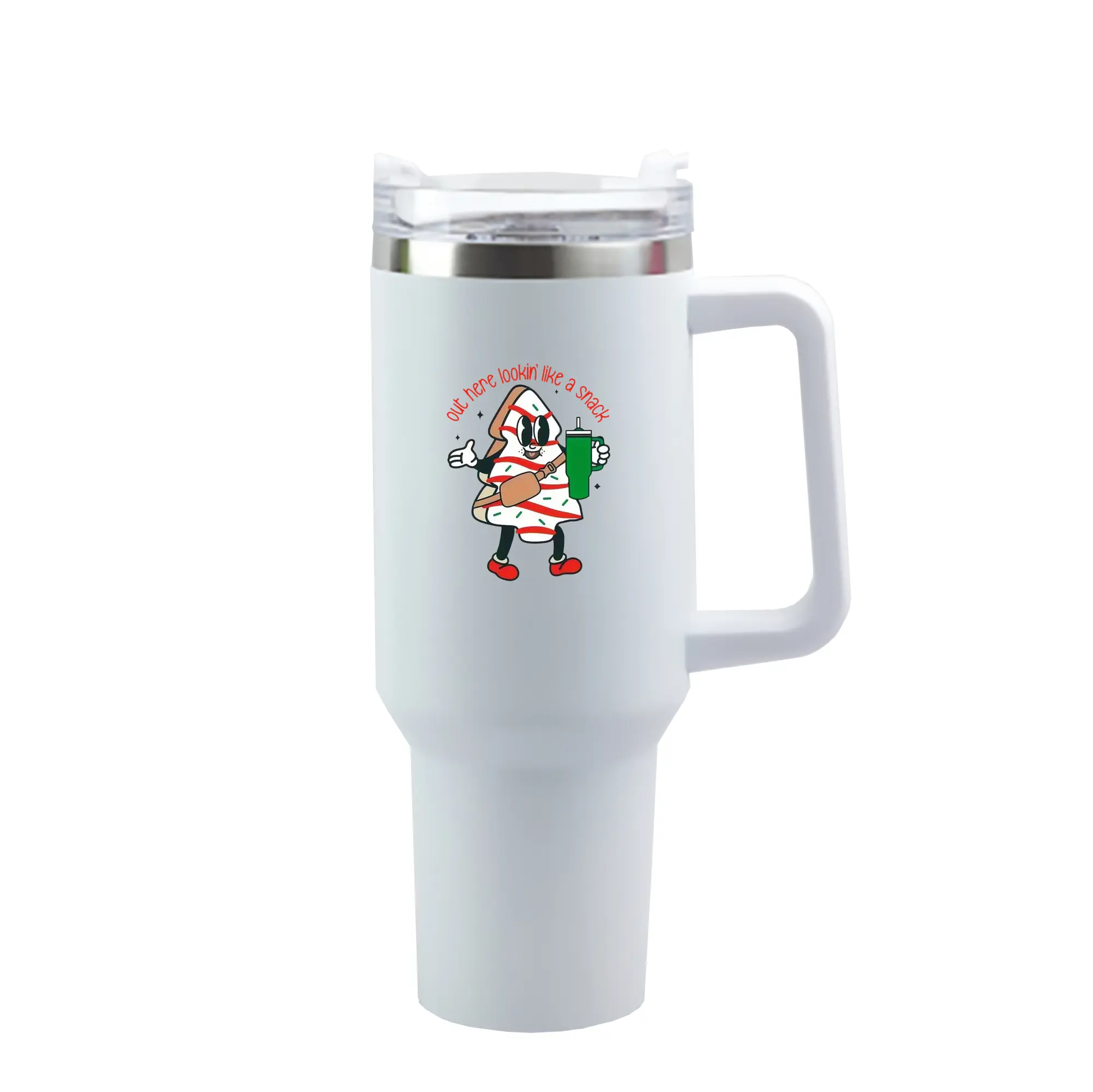 40oz Handle Car Cup With Crystal Sticker Design – Durable Stainless Steel Travel Mug With Reusable Straw – Double Wall Insulated